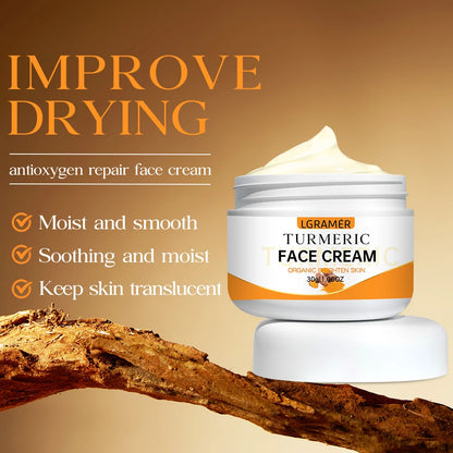 Crème hydratante pour le visage au curcuma.